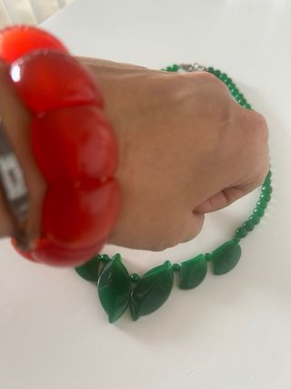 Conjunto collar y pulsera jade y cornalina