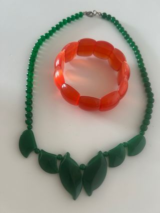 Conjunto collar y pulsera jade y cornalina