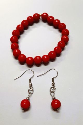 N. T-001 Coral - Conjunto Pulsera y Pendientes 
