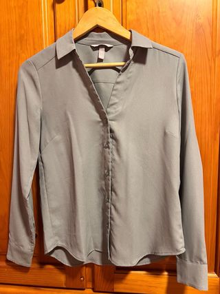 Blusa fluida H&M verde oliva T.34