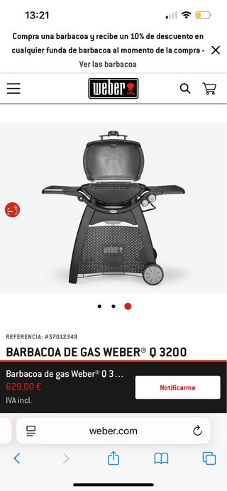 Barbacoa Gas Weber Q3200 Negra/Plata