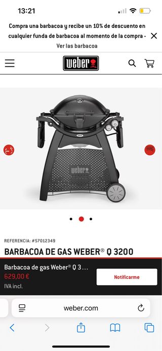 Barbacoa Gas Weber Q3200 Negra/Plata