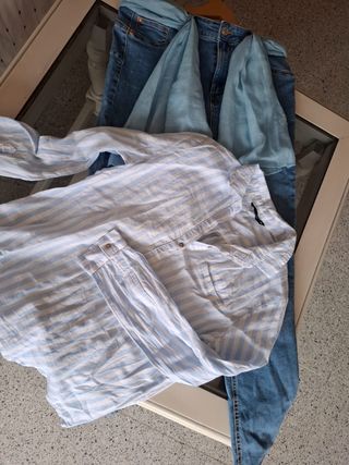 Lote conjunto Pantalón Vaquero Mujer y Camisa