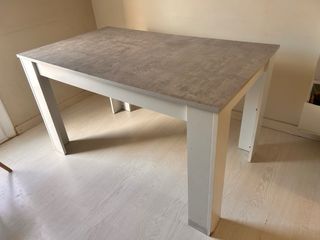 Mesa comedor extensible piedra y madera