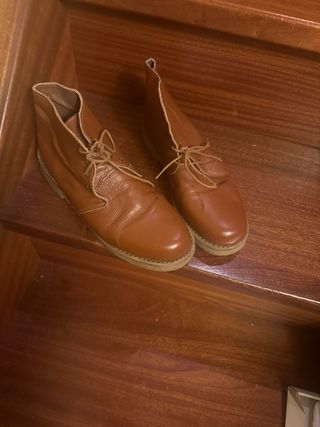 Botines de piel mujer cordones marrones T39