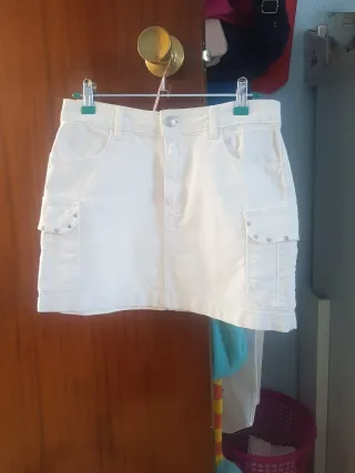 Falda vaquera cargo blanca Brownie