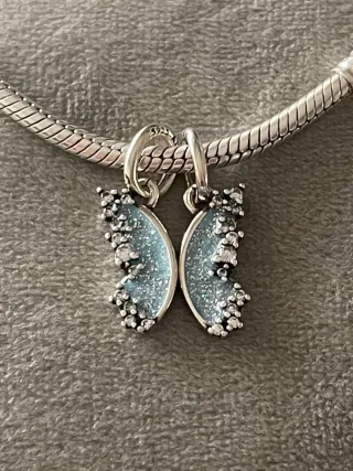 Charm alas Corazón Azul Brillante Dividido