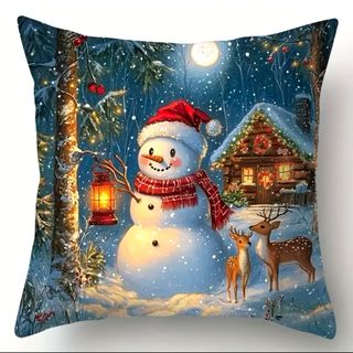 FUNDA DE COJÍN NUEVA NAVIDAD MUÑECO DE NIEVE