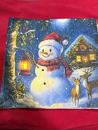 FUNDA DE COJÍN NUEVA NAVIDAD MUÑECO DE NIEVE