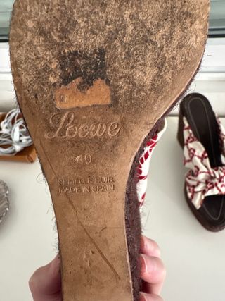 Alpargatas Loewe Cuña Marrón Tela Marinera