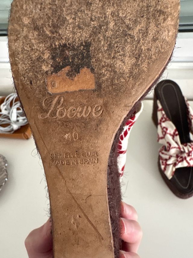 Alpargatas Loewe Cuña Marrón Tela Marinera