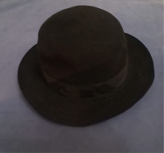 Sombrero ala corta, de lana Fieltro Negro Años 50