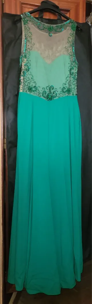 Vestido largo fiesta boda verde