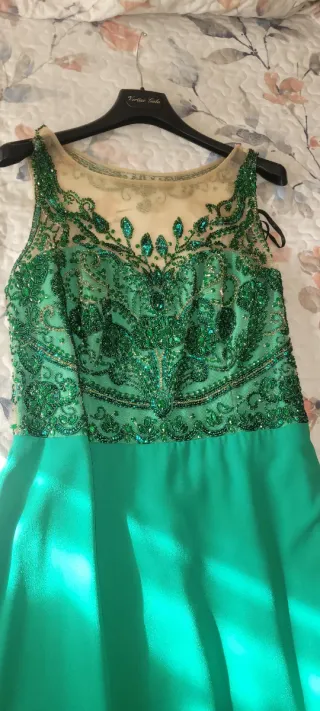 Vestido largo fiesta boda verde