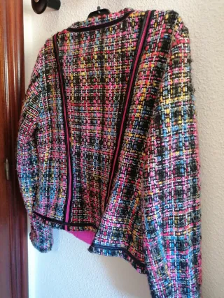 Chaqueta tweed multicolor cremallera