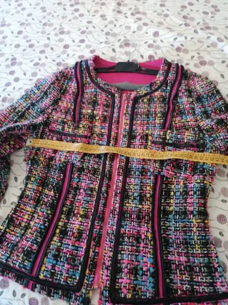 Chaqueta tweed multicolor cremallera