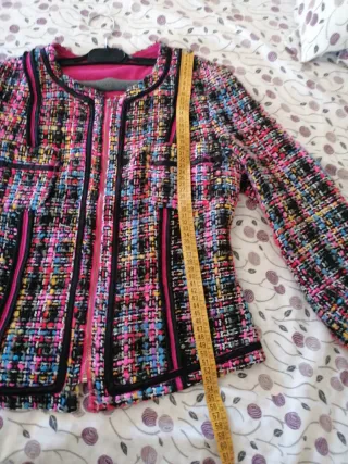 Chaqueta tweed multicolor cremallera
