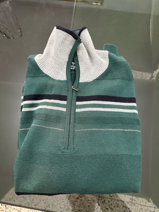 Maglione verde caldo a righe taglia M