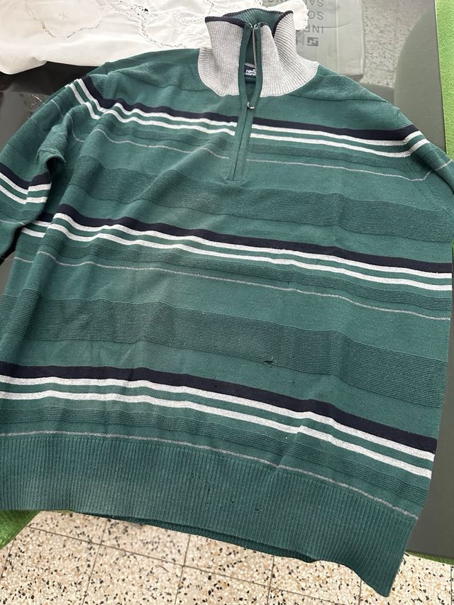 Maglione verde caldo a righe taglia M