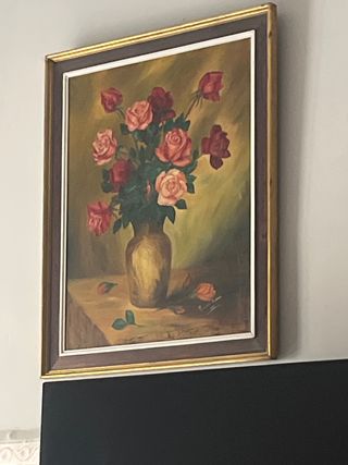 Cuadro de rosas en jarrón