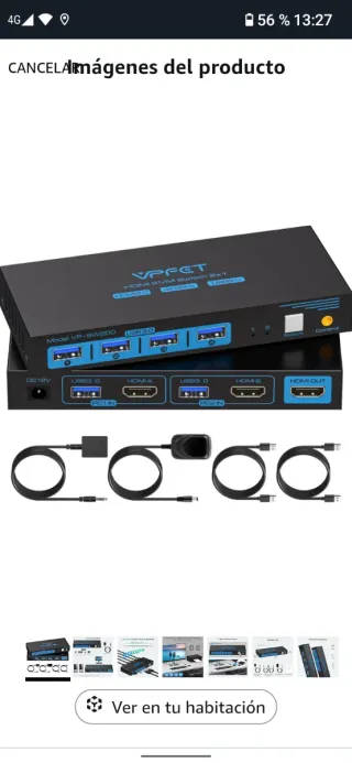 Conmutador HDMI KVM Switch 2/1 USB 3.0 4K