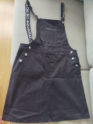 Vestido negro con tirantes, algodón elastizado