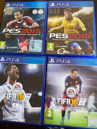 Lote 4 Juegos PS4: FIFA 16, FIFA 18, PES 2015, PES