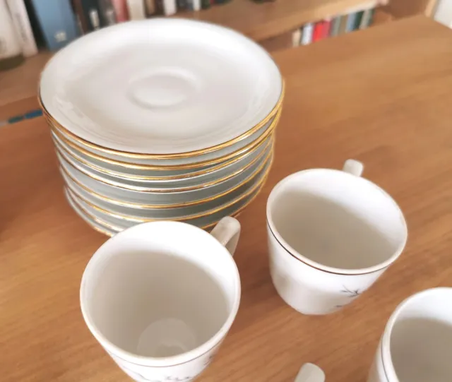 Juego de café porcelana blanco y oro