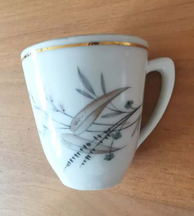 Juego de café porcelana blanco y oro