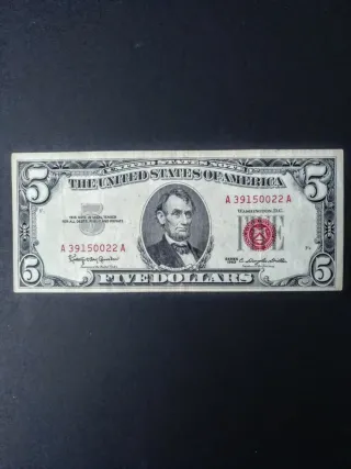  5 Dólares SELLO ROJO.