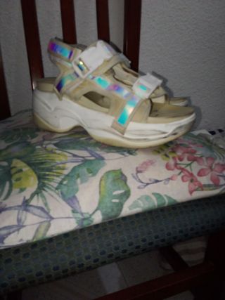 Sandalias Plataforma Blancas Multicolor