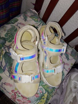 Sandalias Plataforma Blancas Multicolor