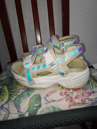 Sandalias Plataforma Blancas Multicolor