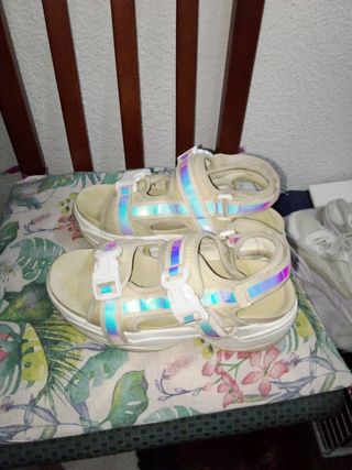 Sandalias Plataforma Blancas Multicolor