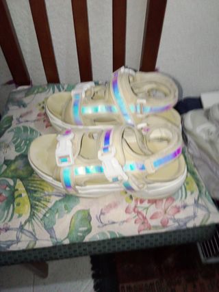 Sandalias Plataforma Blancas Multicolor
