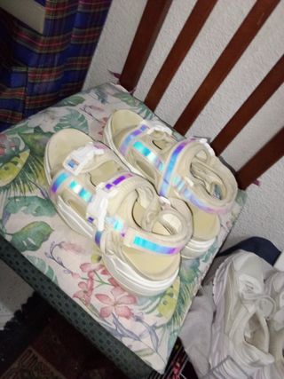 Sandalias Plataforma Blancas Multicolor