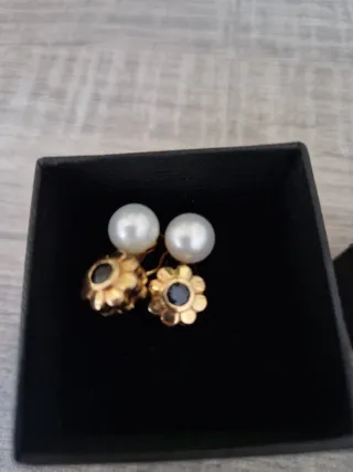 Pendientes Perla y Flor Oro