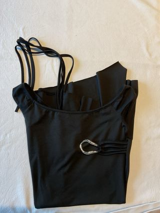 Vestido mini Shein negro con cordón