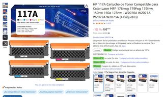 4 Cartuchos Toner HP 117A Color Laser