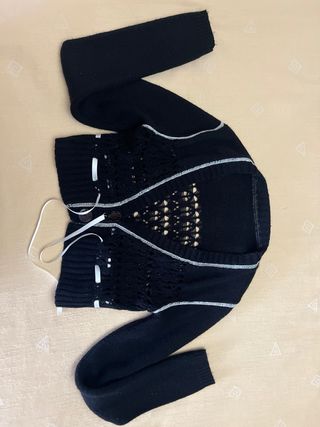 Pantalón Stradivarius negro con chaqueta de punto