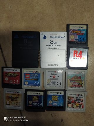 Lote 10 Juegos DS/3DS + 2 Memory Cards PS2