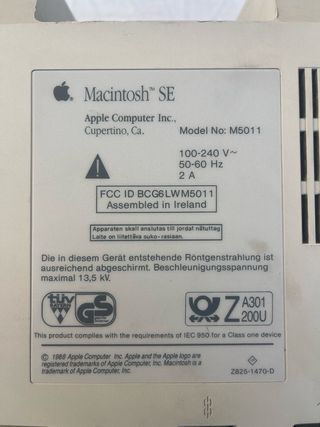 Ordenador Macintosh SE 1/20 Apple Beige
