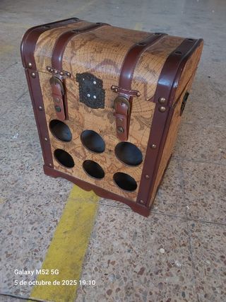 Baúl Botellero Vintage Mapa del Mundo