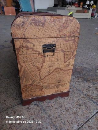 Baúl Botellero Vintage Mapa del Mundo