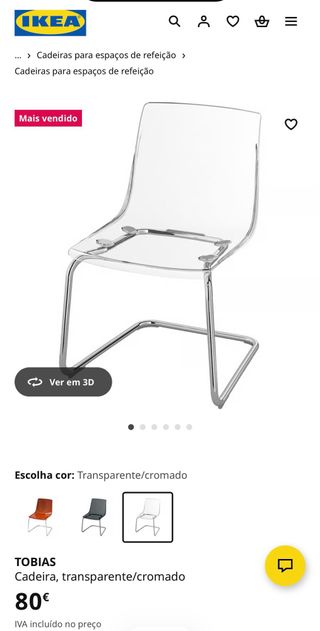 Cadeiras IKEA transparentes (metal/plástico)