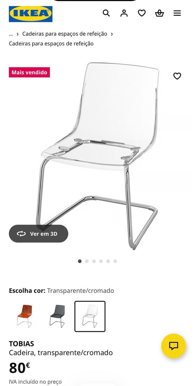 Cadeiras IKEA transparentes (metal/plástico)