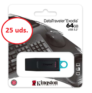 Pack 25 Pendrives Kingston DataTraveler Exodia 64G