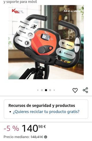 KM Fit 2en1 Bicicleta Estática Plegable 16 niveles
