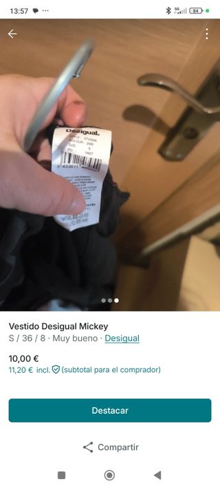 Vestido Desigual Mickey Talla S/36/8