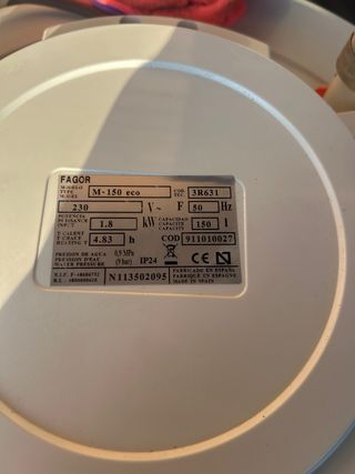 Calentador de agua, eléctrico, Fagor 

